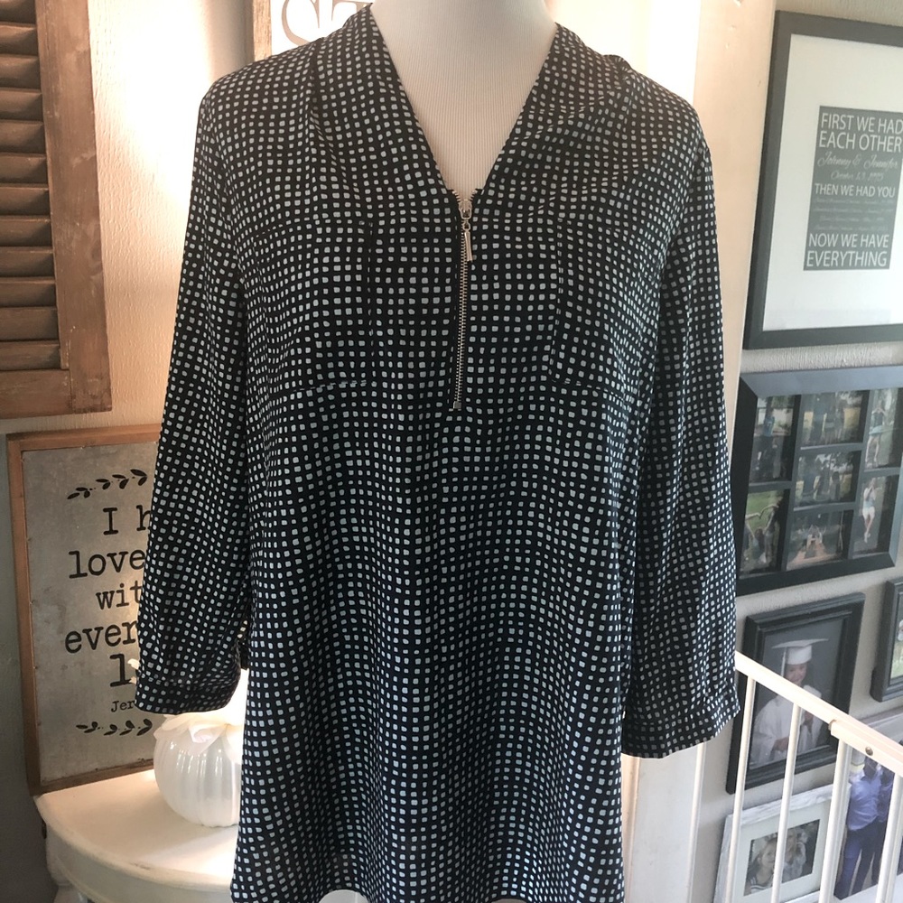 Jaclyn Smith Collection Blue Checkered Blouse